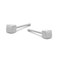Cube øreringe - 14 kt. hvidguld | Spirit Icons